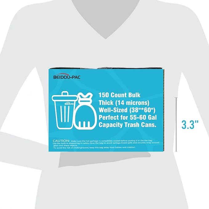 55-60 Gallon Trash Bags 150 Count Heavy Duty Clear Plastic Recycling Bags Unscented