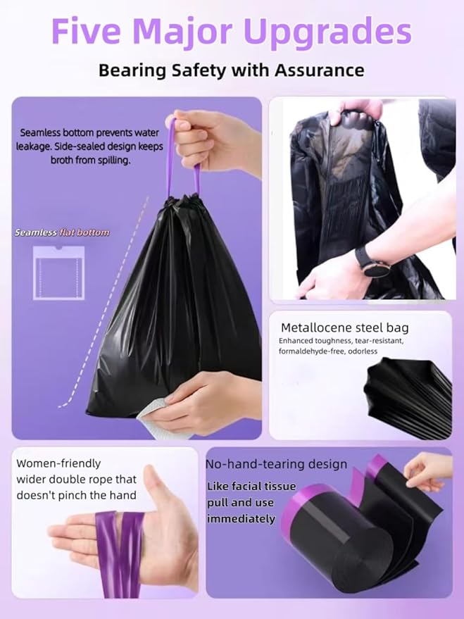 4 Gallon multipurpose trash bags Drawstring Design Extra Durable and Unscented Garbage Bags1 mil Count for Home Bathroom Office Outdoor Camping240 Count.