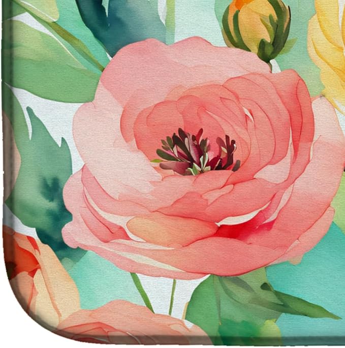 Caroline's Treasures DAC1605DDM Ranunculus in Watercolor Dish Drying Mat Absorbent Dish Drying Mat Pad for Kitchen Counter Dish Drainer Mat for Countertop 14 x 21 Multicolor
