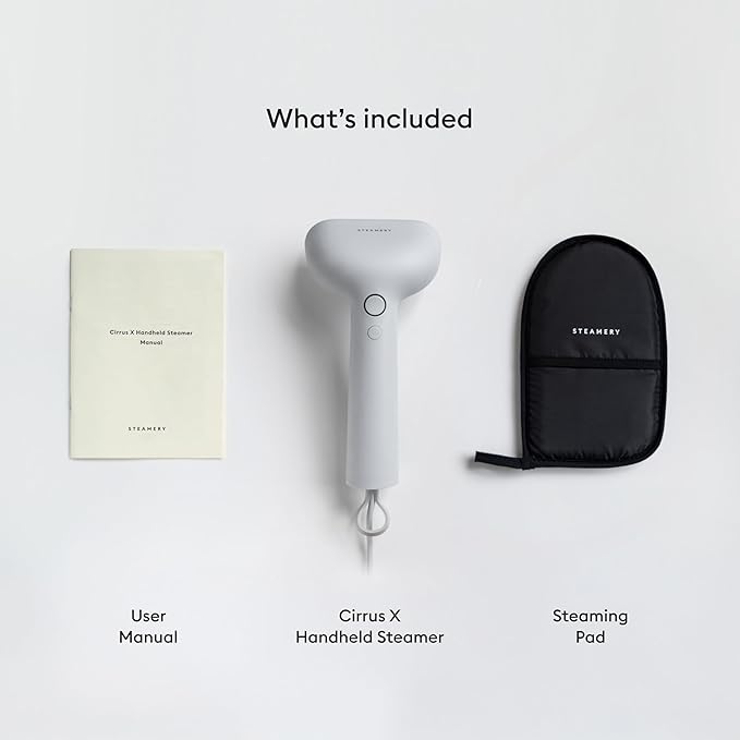 Steamery Handheld Clothes Steamer Cirrus X 1200W Steam Output 20g/min Heat up in 20 Seconds Portable Minimalistic Scandinavian design White