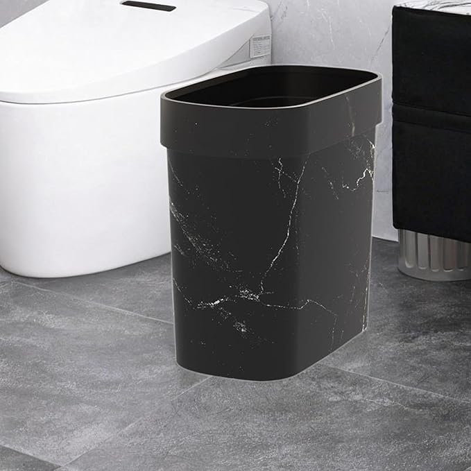 Marble Wastebasket Garbage Basket Garbage Bin Without Lid Household Trash Bin Garbage Container for Living Room Office Home Black