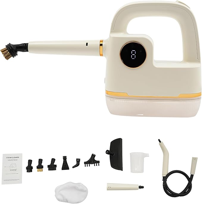 Steam Cleaner 6 Speed Adjustable Handheld High Temperature Steam Cleaner with Digital Display Screen 41Inch Extension Hose 10 pcs Tools Multi-Surface Steamer for Deep Cleaning Home Furniture Car