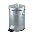 Bathroom Trash Can with Lid Small Waste Basket for Home Bedroom Retro Step Garbage Can with Soft Close Vintage Office Trash Can 5 Liter/ 1.3 Gallon Glossy Grey