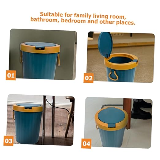 PRETYZOOM Large Wastebasket Lid Trash Can for Bathroom Office Kitchen Pp Material Easy to Use
