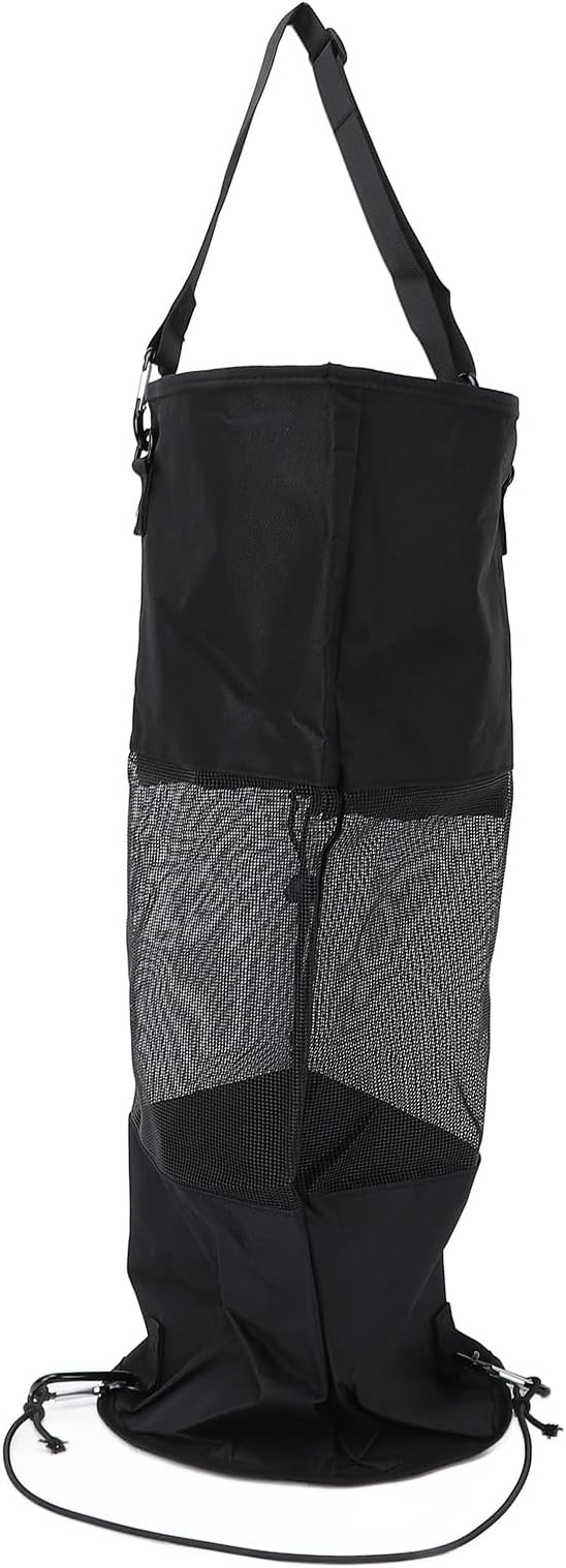 Boat Trash Bag Nylon Mesh Reusable Garbage Container with Lanyard Marine Waste Bag for Fishing Camping Outdoor Seaside Use Durable Oxford Cloth and Mesh Design