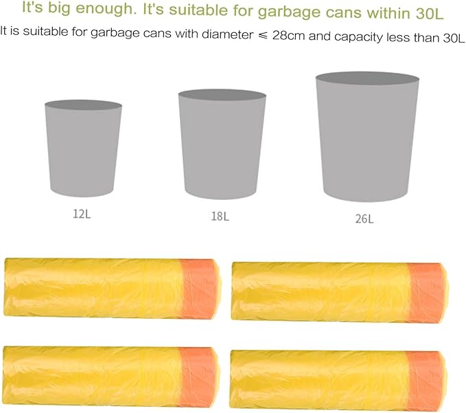 10 Packs Disposable Drawstring Trash Bags with Handles Large Capacity Plastic Rubbish Bags for Household Waste Sturdy Garbage Liners