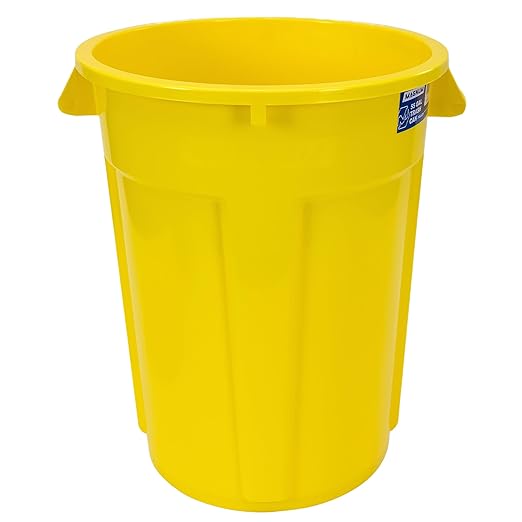 Magnum 55 Gallon Trash Can High-Vis Yellow Construction Grade Heavy Duty Plastic Jobsite Ready for Handling and Holding Garbage CMTC-C000-55Y01 (1 Pack)
