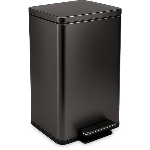 Simpli-Magic 13.2 Gallon (50L) Step Trash Can – Kitchen Garbage Can with Slow-Close Lid – Odor Control Hands-Free Easy to Clean Brushed Stainless Steel