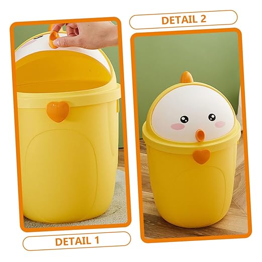 VALICLUD Cute Chick Style Small Trash Can with Lid Compact Garbage Bin for Bedroom Office Nursery Odor-Resistant Wastebasket for Tidy Home and Desk Storage