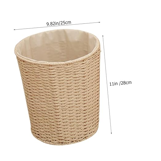 Cabilock Versatile Rattan Trash Can Handles Creative Woven Wastebasket for Kitchen Living Room Bedroom Storage Stylish and Functional Home Organizer Random Style