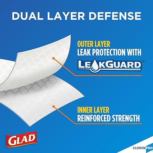 CloroxPro Glad ForceFlex 13 Gallon Tall Kitchen Drawstring Trash Bags 100 Count Pack of 4 (Package May Vary)