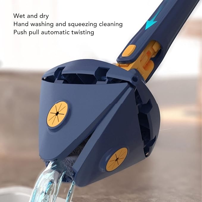 Respicefinem Rotatable Triangular Mop Multifunction Wall Mop with Handle for Ceiling Baseboard and Corner