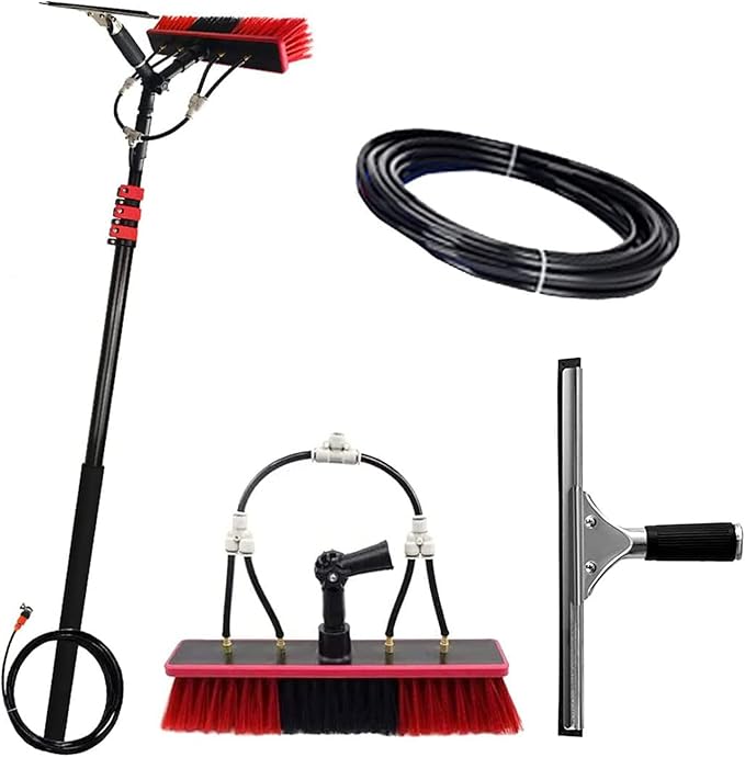 Window Cleaning Brush Equipment Outdoor Window Cleaner Brush Solar Panel Cleaning Tool Washing Tool Tall Window Glass Cleaning Poles Telescopic Water Fed Brush 3.6m/12ft (6m/20ft)