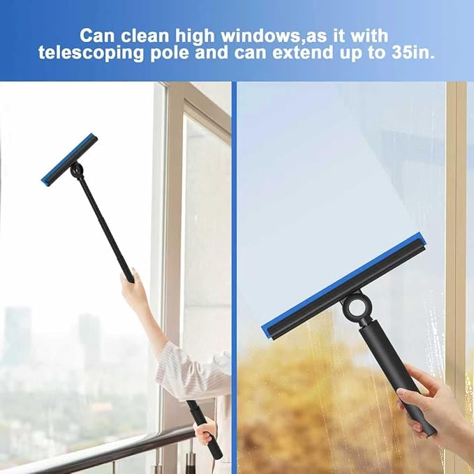 Shower Squeegee for Glass Doors Squeegee with Long Handle Telescoping Squeegee for Shower Extendable Window Cleaner Tool for Car Windows Tile Walls Sliding Door Shower Glass Door