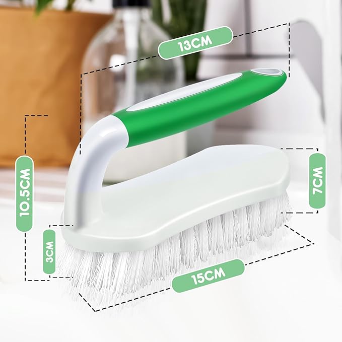 Lallisa 12 Pcs Scrub Brush for Cleaning with Handle Comfortable to Grip Heavy-Duty Flexible Stiff Bristles Scrubber Brushes Bulk for Shower Bathroom Carpet Kitchen Floor Tiles (GrayGreenBlue)