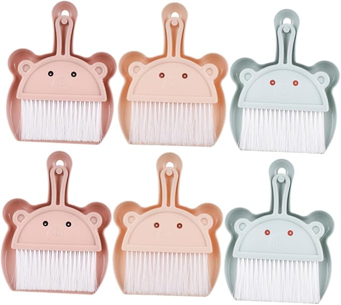 Mini Desktop Broom and Dustpan Set 6pcs with Tiny Brush for Table and Keyboard Cleaning Portable Handheld Dustpan and Brush Kit for Home and Office Use