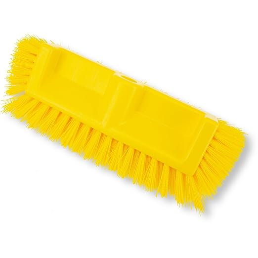 SPARTA Multi-Level Tile Scrub Brush 12 Wide Brush Head Heavy-Duty Tile Cleaning Brush with End Bristles for Commercial Tiles Tubs and Floor Plastic 12 Inches Yellow (Pack of 12)