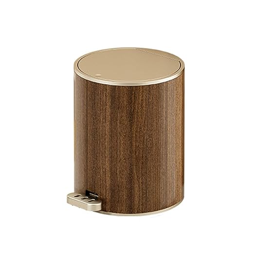 Modern Trash Can Wood Grained Texture Garbage Bin Sealed Trash Can with Lid Easy to Use for Living Room 9L/12L Waste Bin