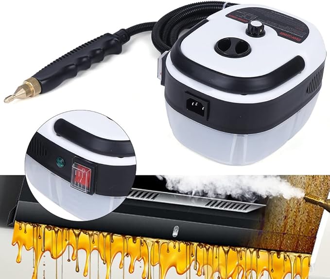 Handheld Pressurized Steam Cleaner 6 Gears Adjustment Handheld High-Pressure High-Temperature Steam Cleaner 7.22 ft Steam Hose 2500W Cleaning for Stove Pot Auto kitchen Range Hood Cleaning