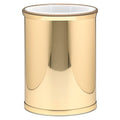 Kraftware Mylar Collection Wastebasket with Plastic Liner adds Luxurious Style to the Home or Office Bathroom or Bedroom 13 Quart 2 piece set with Liner for Easy Cleanup Gold w Gold Trim