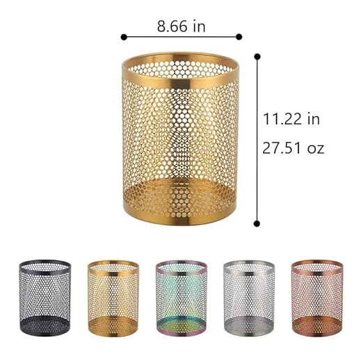 Buyer Star Metal Mesh Trash Can 9.25 Inches Small Wastebasket Mini Stainless Steel Waste Paper Basket for Office Home Kitchen Bedroom &amp Bathroom Rainbow