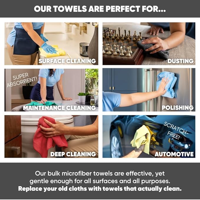 Microfiber Wholesale 16 x 16 All Purpose Towels (Blue-200 Qty)