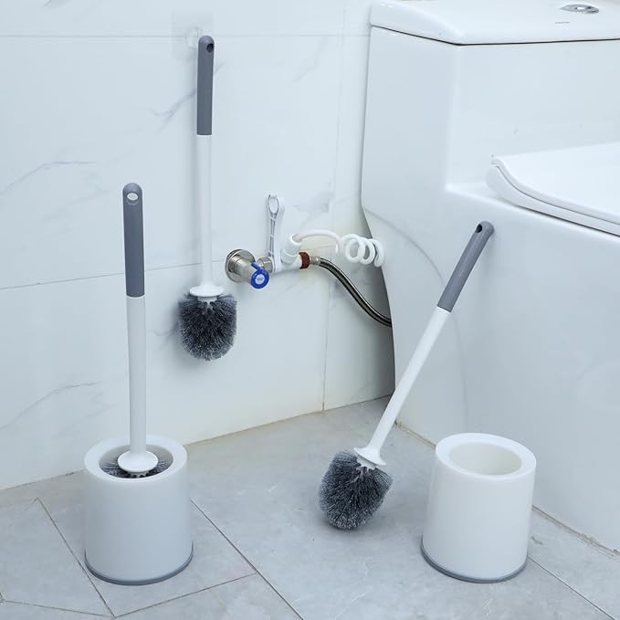Patelai 12 Pack 18.12 Inch Toilet Bowl Brush and Holder for Bathroom Toilet Bowl Brush Scrubber with Caddy Set for Deep Cleaning (White)