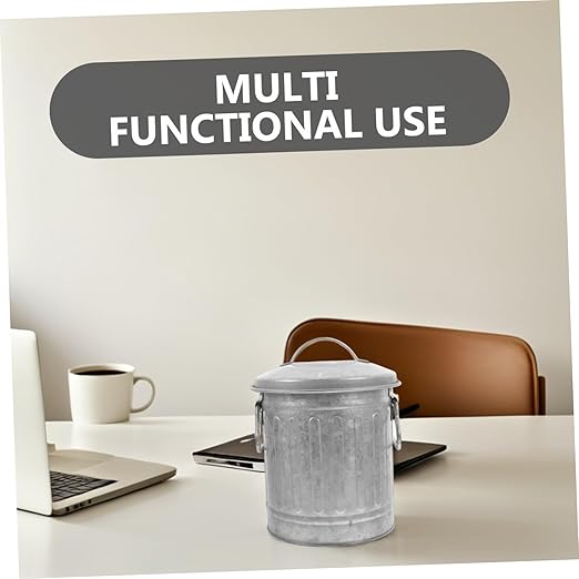 NUOBESTY Small Bucket Shaped Garbage Can with Lid Multifunctional Desktop Trash Bin and Pen Holder Compact Office Wastebasket for Bedroom Kitchen to Clean Reusable Storage Container