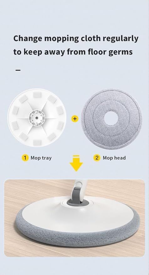 Innovative Floor Mop with Dual Water Tank System 180-Degree Flexible Head White and Gray Deep Cleaning for Hard