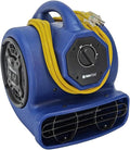 OdorStop Heavy Duty Air Mover 3-speed with Yellow Power Cord w/Lighted End and Unbreakable Roto-Molded Design Throws Air up to 100 Ft. (OS1000B)