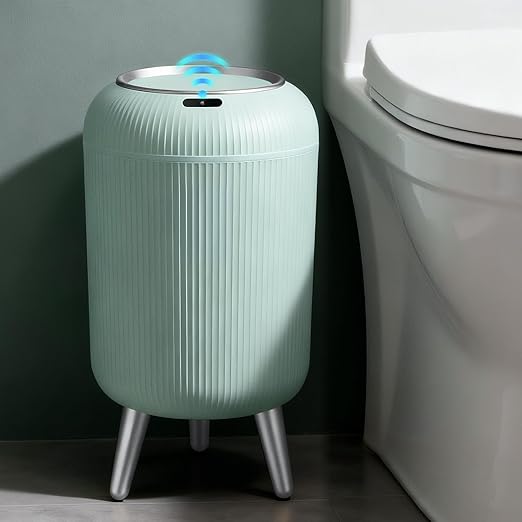 Automatic Motion Sensor Bathroom Trash Can Touchless3 Gallon/11L Smart Garbage BinMini Trash Can with Removable Legs for ToiletKitchenBedroomOfficeSmart Plastic Electric Garbage Cans-Blue