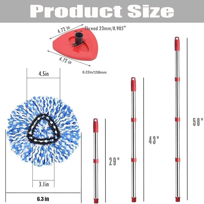 Replacement Parts - 2 Mop Head Base Handle Replacement Spin Mop（Blue）