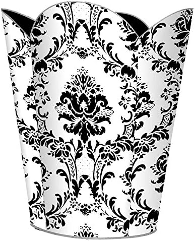Marye-Kelley WB1274 - Black on White Damask Wastepaper Basket