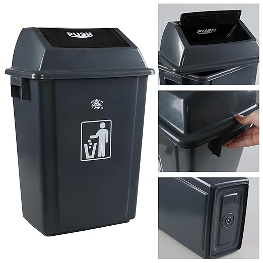 4 Packs 18 Gallon Large Commercial Trash Can Kitchen Waste Bin with Lid Plastic Tall Garbage Can Outdoor 30 High