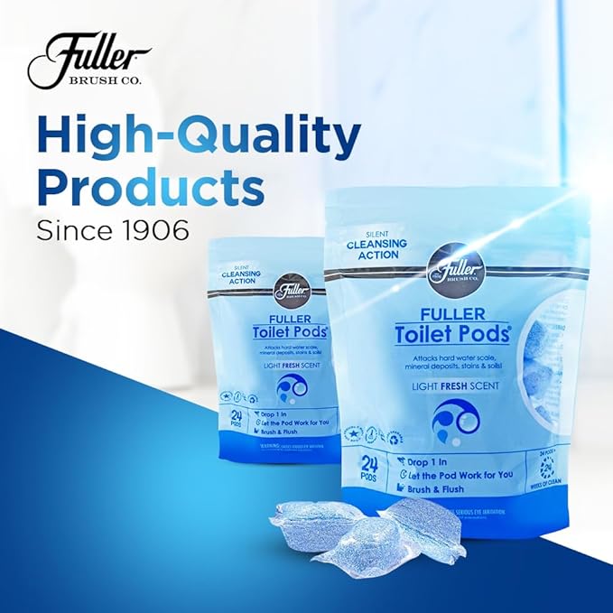 Fuller Brush Toilet Bowl Cleaner Pods - Water Soluble Tablet Cleansers Cleans Descales &amp Refreshes Bathroom Toilets Removes Odors Soils &amp Stains Light Fresh Scent Ideal for Homes &amp Busine