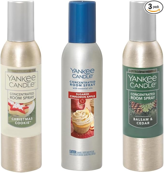 Yankee Candle Concentrated Air Freshener Room Spray Christmas Wish Variety Pack Odor Eliminator for Home Bathroom 1.5 Oz (Pack of 3)