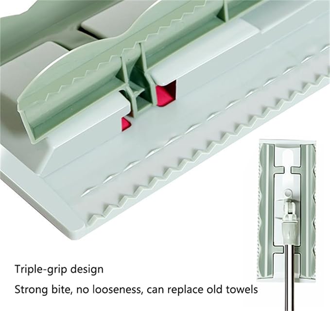 Flat Mop with Stainless Steel Handle Microfiber Floor Mop 15 with 4 Pads Adjustable Handle 360 Rotatable Adjustable Retractable Cleaning Mops (Green)