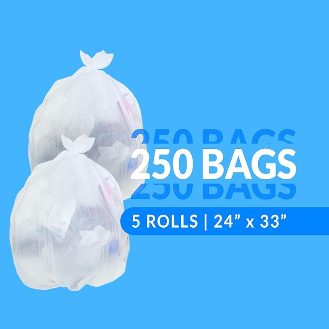 Reli. 13 Gallon Trash Bags | 250 Bags | Clear | Tall Kitchen | Strong | Garbage