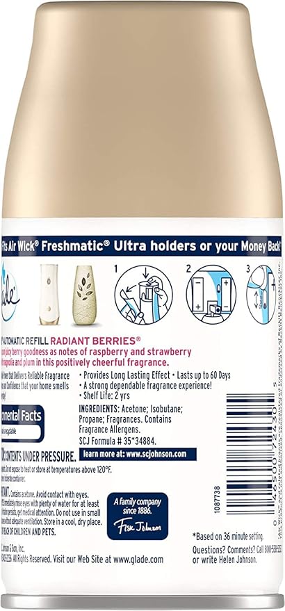 Glade Fresh Berries Automatic Spray Refill 6.2 Oz Pack of One.