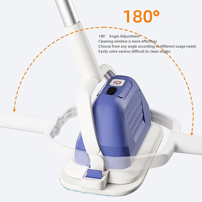 Fafeicy Electric Window Cleaner Cordless Rechargeable with Removable Head and Telescopic Pole 11500 RPM Motor for Glass Marble Tile Bathroom Door Wall Tabletop Car