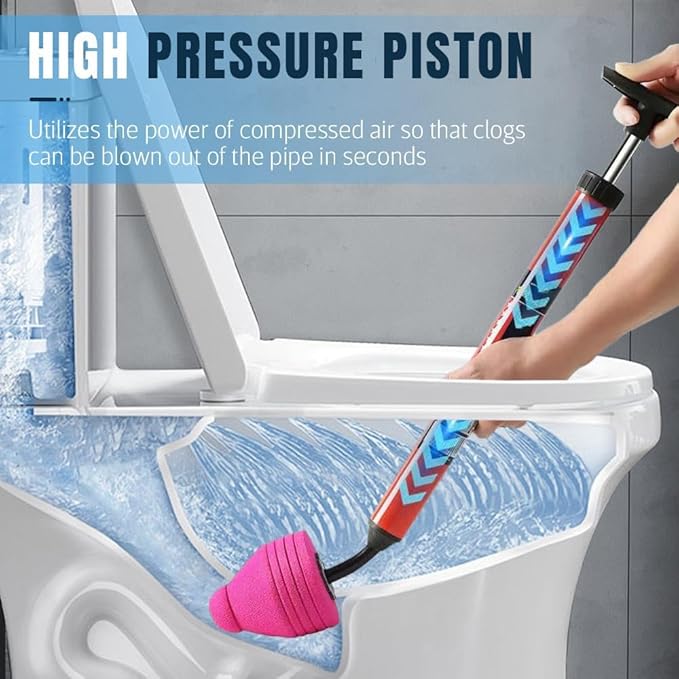 Upgraded High Pressure Toilet Unblock One Shot Toilet Pipe Plunger 2024 New Toilet Unblock a Shot Kit Air Drain Clog Remover Toilet Snake Toilet Unclogger Air Pump Toilet Plunger (1Pc)