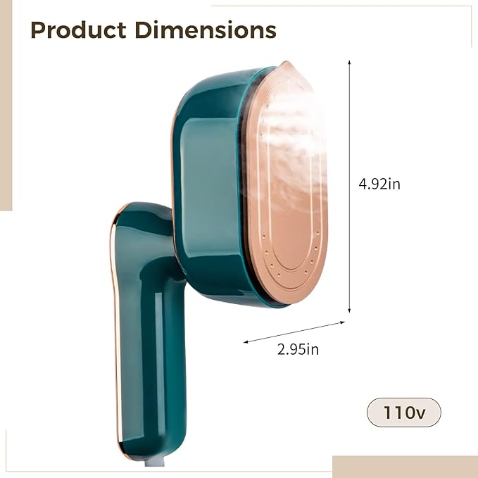 Led Digital Handheld Steamer Portable Travel Iron Includes Water Cup Storage Bag Dark Green 110V
