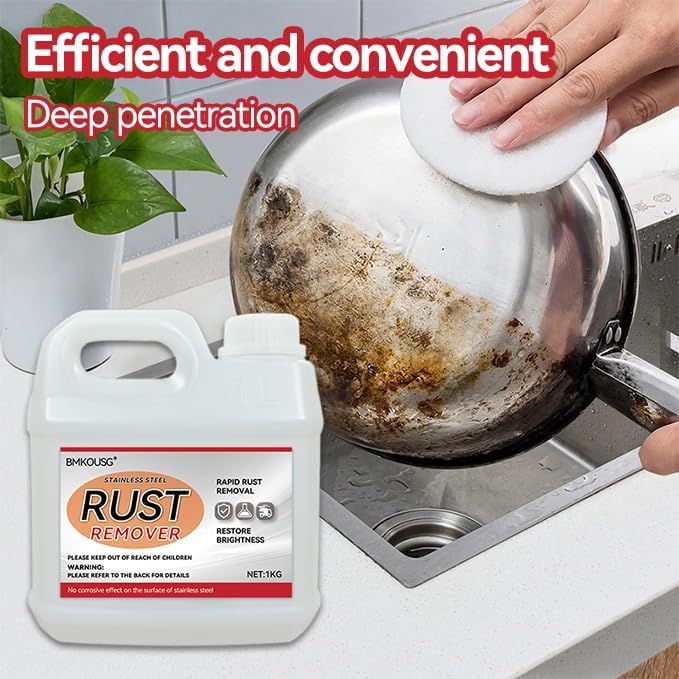 Stainless Steel Rust Stain Remover &amp Cleaner 2.2LB - Quickly Cleans Stainless Steel Appliances Furniture Commercial Equipment Grills Sinks and Tools | Powerful &amp Safe Metal Rust Remover