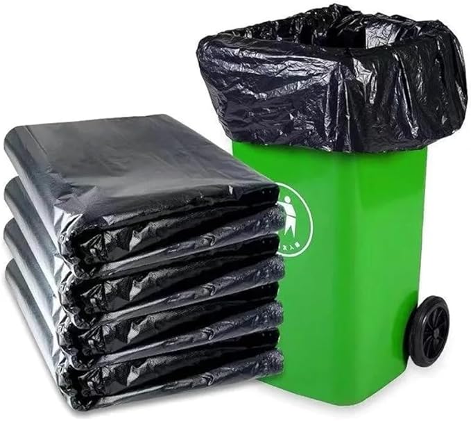 Extra Large Heavy Duty Black Trash Bags - 55-60 Gallon Commercial Grade Thick Flat Open Garbage Bags for Restaurants Hotels and Janitorial Use(100PCS50x60cm)