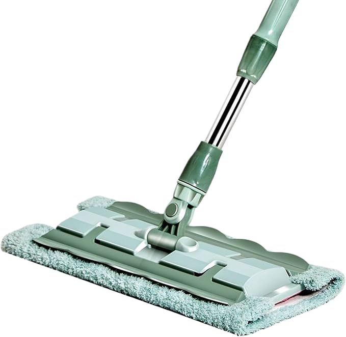Flat Mop 360° Rotating Head 38x15x95cm Telescopic Handle Cleaning Mop Washable Floor Scrubber Non-Slip Grip for Wet and Dry Cleaning