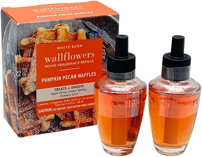Bath &amp Body Works Wallflowers Refills FALL PUMPKIN Collection 3-Fragrance Bundle with 40-Inch Autumn Plaid Ribbon Bow – Pumpkin Pecan Sweet Cinnamon &amp Caramel Swirl (2-Pack Each)