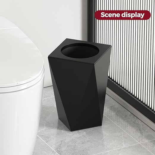 10L/2.6GAL Modern Open top Garbage canBlack Bathroom tarsh canSmall Wastebasket for BathroomBedroomOfficeLiving RoomHotel (Black)