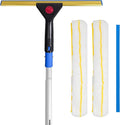 2 in 1 Window Squeegee &amp Squeegee Broom 13.78 Heavy Duty Floor Squeegee Mop with 59 Extension Pole &amp 2 Scrubbers Industrial Tile Floor Squeegee for Shower Glass Door Car Windshield