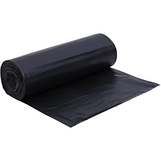 Genuine Joe GJO01535 Heavy Duty Low-Density Puncture Resistant Can Liner 60 gallon Capacity 56 Length x 39 Width x 1.50 mil Thickness Black (Box of 50)