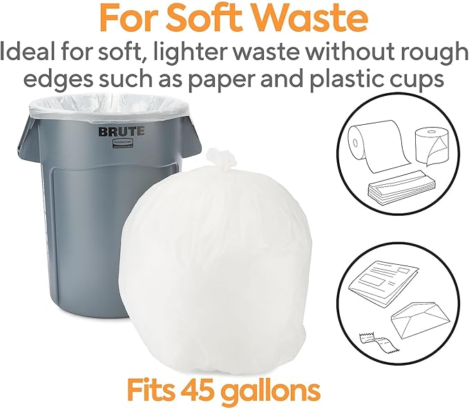 Professional 40-45 Gallon Trash Bag 40 x 48 High Density 16 mic Natural 250 Bags/Box